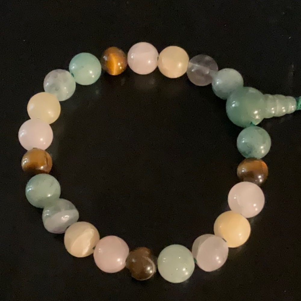 Smooth Amazonite Stone Bead Mala Bracelet
